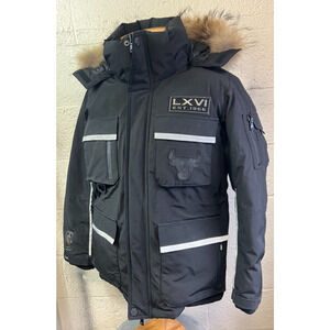 NBA Chicago Bulls Down Black Winter Heavy Parka Jacket Size Medium